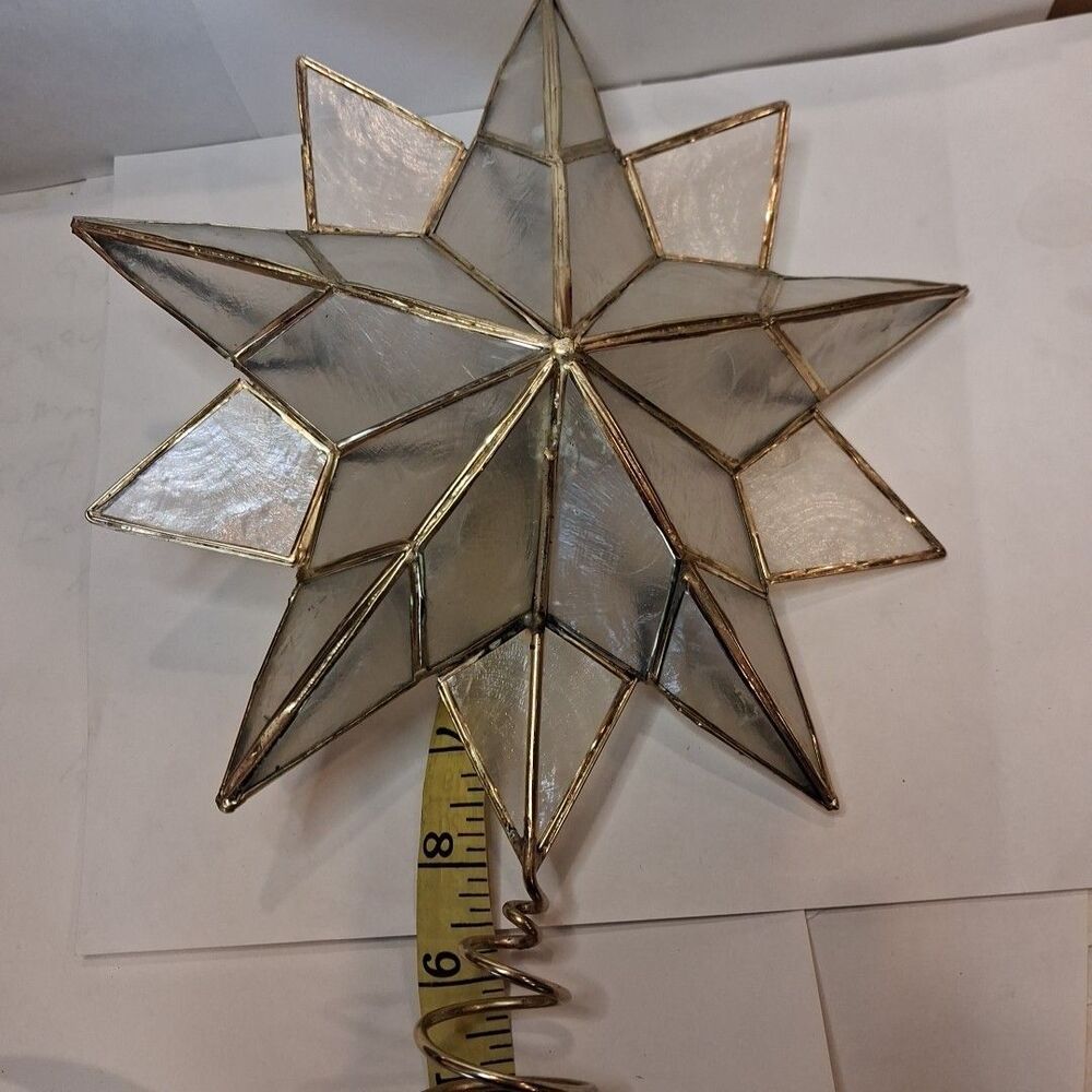 Vintage Kurt Adler 10-Point Gold Trimmed Capiz Shells Tree Topper 10-Point
